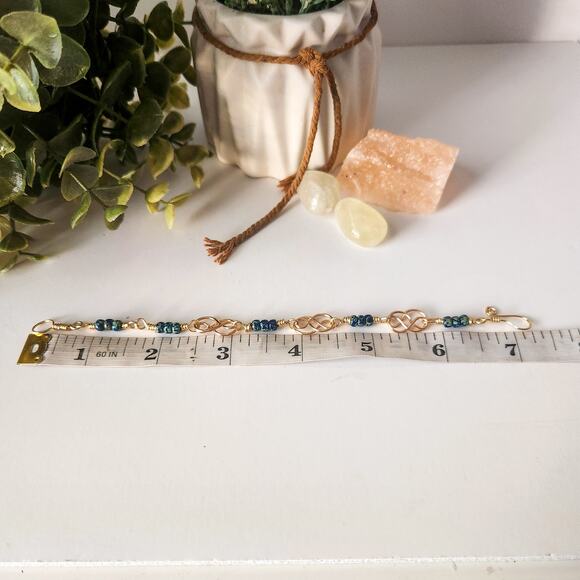 Eternity Love Jewelry Set / Gold Wirework and Blue Miyuki Picasso Beads - Picture 6 of 10